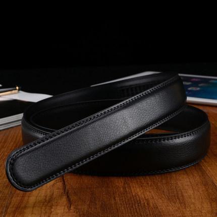 No Buckle 3.5cm Wide Real Genuine Leather Belt Without Automatic Buckle Strap Designer Belts Men High Quality cinturon hombre-Black Belt Body-110cm-JadeMoghul Inc.