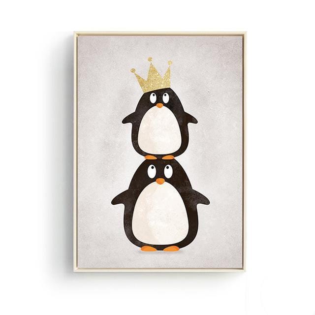 Nordic Cute Animals Bear Hippo Penguins A4 Diy Canvas Painting Print Poster Kids Room Wall Pictures For Living Room Home Decor-30cmX21cmA4 No Frame-PR1040-JadeMoghul Inc.