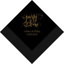 Printed Napkins Dinner - Rectangular Fold Black (Pack of 80)