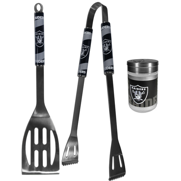 Oakland Raiders 2pc BBQ Set with Season Shaker-Tailgating Accessories-JadeMoghul Inc.