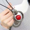 Ocean red white pearl ball pendant long necklace New circles simulated women black chain necklace fashion jewelry wholesale gift-red pearl-JadeMoghul Inc.