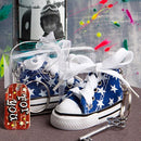 Oh-so-cute blue star print baby sneaker key chain-Personalized Gifts for Men-JadeMoghul Inc.