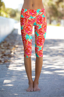 Oh So Sassy Ellie Performance Capri Leggings - Women-Oh So Sassy-XS-Orange/Green-JadeMoghul Inc.