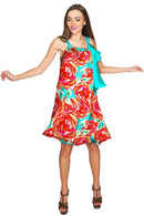 Oh So Sassy Melody Chiffon Halter Swing Dress - Women-Oh So Sassy-XS-Orange/Green-JadeMoghul Inc.