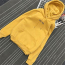 "Oh Yes" Printed Fleece Pullover Hoodie-yellow-S-JadeMoghul Inc.