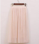 OHRYIYIE Tulle Skirts Women 2017 Summer Casual High Waist Long Skirt Elastic Waist Sun Fluffy Tutu Skirt Jupe Longue Femme S1003-Beige-One Size-JadeMoghul Inc.