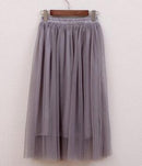 OHRYIYIE Tulle Skirts Women 2017 Summer Casual High Waist Long Skirt Elastic Waist Sun Fluffy Tutu Skirt Jupe Longue Femme S1003-Dark Grey-One Size-JadeMoghul Inc.