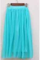 OHRYIYIE Tulle Skirts Women 2017 Summer Casual High Waist Long Skirt Elastic Waist Sun Fluffy Tutu Skirt Jupe Longue Femme S1003-Green-One Size-JadeMoghul Inc.