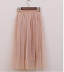 OHRYIYIE Tulle Skirts Women 2017 Summer Casual High Waist Long Skirt Elastic Waist Sun Fluffy Tutu Skirt Jupe Longue Femme S1003-Khaki-One Size-JadeMoghul Inc.