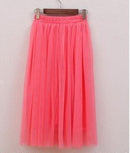 OHRYIYIE Tulle Skirts Women 2017 Summer Casual High Waist Long Skirt Elastic Waist Sun Fluffy Tutu Skirt Jupe Longue Femme S1003-Red-One Size-JadeMoghul Inc.
