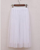 OHRYIYIE Tulle Skirts Women 2017 Summer Casual High Waist Long Skirt Elastic Waist Sun Fluffy Tutu Skirt Jupe Longue Femme S1003-White-One Size-JadeMoghul Inc.