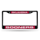 Black License Plate Frame Oklahoma Black Laser Chrome Frame