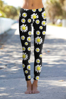 Oopsy Daisy Lucy Black Floral Performance Leggings - Women-Oopsy Daisy-XS-Black/White-JadeMoghul Inc.