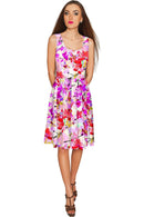 Orchid Caprice Orchid Caprice Mia Fit & Flare Pink Floral Dress - Women Mia Fit & Flare Dress