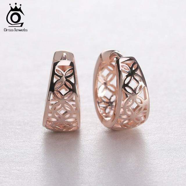 ORSA JEWELS 2017 New Hollow Out Design Fashion Earring Silver Color High Polished Jewelry Earring for Women OE28 AExp