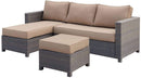Ottoman Sabina Contemporary Patio Sectional With Ottoman, Tan & Dark Gray Benzara