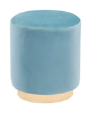 Ottomans Blue Ottoman - 15.7" x 15.7" x 18.1" Blue, Velvet, Steel, Ottoman HomeRoots