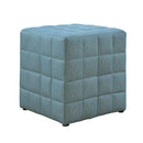 Ottomans Blue Ottoman - 16'.75" x 16'.75" x 17" Light Blue, Linen Look Fabric - Ottoman HomeRoots