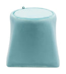 Ottomans Blue Ottoman - 19.1" x 19.1" x 17.1" Light Blue, Velvet, Wood, Ottoman HomeRoots