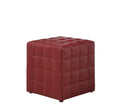 Ottomans Leather Ottoman - 16'.75" x 16'.75" x 17" Red, Leather Look Fabric - Ottoman HomeRoots