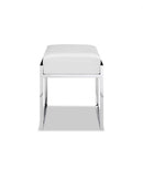 Ottomans Leather Ottoman Ottoman White Faux Leather Stainless Steel Base 830 HomeRoots