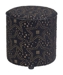 Ottomans Round Ottoman - 14" x 14" x 15" Gold & Black, Faux Fur, MDF, Cottonwood & Paperboard, Ottoman HomeRoots