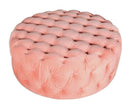 Ottomans Round Ottoman - 42" X 42" X 16" Pink Polyester Round Tufted Ottoman HomeRoots