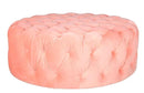 Ottomans Round Ottoman - 42" X 42" X 16" Pink Polyester Round Tufted Ottoman HomeRoots