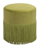 Ottomans Tufted Ottoman - 14" x 14" x 15" Lime, Velvet & Tassel, MDF, Cottonwood, Paperboard & PVC, Ottoman HomeRoots