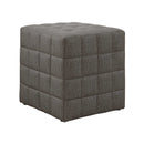 Ottomans Tufted Ottoman - 16'.75" x 16'.75" x 17" Light Brown, Linen Look Fabric - Ottoman HomeRoots