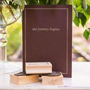 "Our Journey Begins" Travel Inspired Alternative Guest Book Kit Chocolate Brown (Pack of 1)-Wedding Reception Accessories-JadeMoghul Inc.