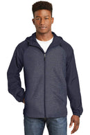 Outerwear Sport-Tek Heather Colorblock Raglan Hooded Wind Jacket. JST40 Sport-Tek
