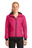 Outerwear Sport-Tek Ladies Embossed Hooded Wind Jacket. LST53 Sport-Tek