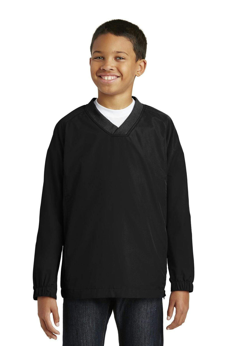 Outerwear Sport-Tek Youth V-Neck Raglan Wind Shirt. YST72 Sport-Tek