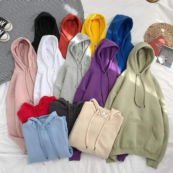 oversized 12 Colors Sweatshirts autumn Women's Solid Hooded Female 2020 Cotton Thicken Warm Hoodies Lady Autumn Fashion Tops AExp