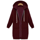 Oversized Casual Long Hoodie Sweatshirt Coat-Burgundy-4XL-JadeMoghul Inc.