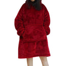 Oversized Hoodie Blanket With Sleeves Sweatshirt Plaid Winter Fleece Hoody Women Pocket Female Hooded Sweat Oversize Femme AExp