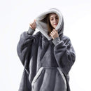 Oversized Hoodie Blanket With Sleeves Sweatshirt Plaid Winter Fleece Hoody Women Pocket Female Hooded Sweat Oversize Femme AExp