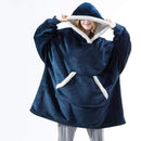 Oversized Hoodie Blanket With Sleeves Sweatshirt Plaid Winter Fleece Hoody Women Pocket Female Hooded Sweat Oversize Femme AExp