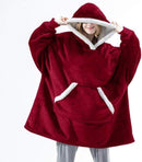 Oversized Hoodie Blanket With Sleeves Sweatshirt Plaid Winter Fleece Hoody Women Pocket Female Hooded Sweat Oversize Femme AExp