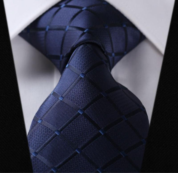 Paisley Check Dot 3.4" 100%Silk Wedding Jacquard Woven Men Classic Man's Tie Necktie #I2-I206-JadeMoghul Inc.