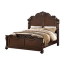 Panel Beds Queen Wooden Bed, Dark Walnut And Veneer Finish Benzara
