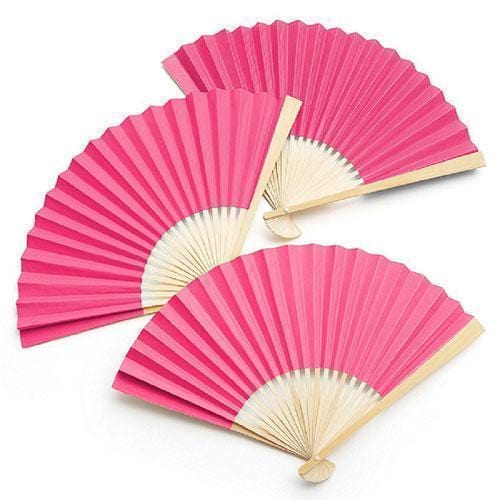 Paper Fan - Berry - Hot Pink (Pack of 1)-Wedding Parasols Umbrellas & Fans-JadeMoghul Inc.