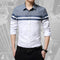 Patchwork Stripe Dress Shirt / Slim Fit Long Sleeve Shirt-White-4XL-JadeMoghul Inc.