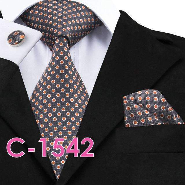 Patterened Men's Silk Neck Ties-C1542-JadeMoghul Inc.