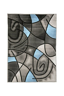 Patterned Area Rug In Polyester With Jute Mesh Backing, Small, Blue & Gray-Rugs-Blue & Gray-Polyester & Jute Mesh-JadeMoghul Inc.