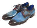 Paul Parkman (FREE Shipping) Blue & Brown Hand-Painted Derby Shoes (ID