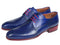 Paul Parkman (FREE Shipping) Blue Hand Painted Derby Shoes (ID