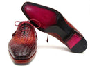 Paul Parkman (FREE Shipping) Bordeaux & Tobacco Woven Leather Oxfords (ID