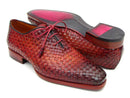 Paul Parkman (FREE Shipping) Bordeaux & Tobacco Woven Leather Oxfords (ID